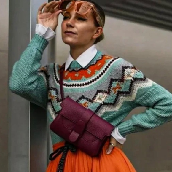 J. Crew Fair Isle Lambswool Sweater Turquoise Blue & Orange in XXS NEW W/OUT TAG - Picture 12 of 12